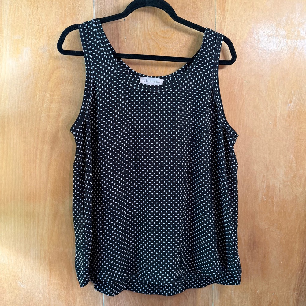 Philosophy Republic Clothing Black White Polka Dot Tank Top Blouse XL